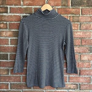 GAP Black and Gray Striped Turtleneck Top, size M